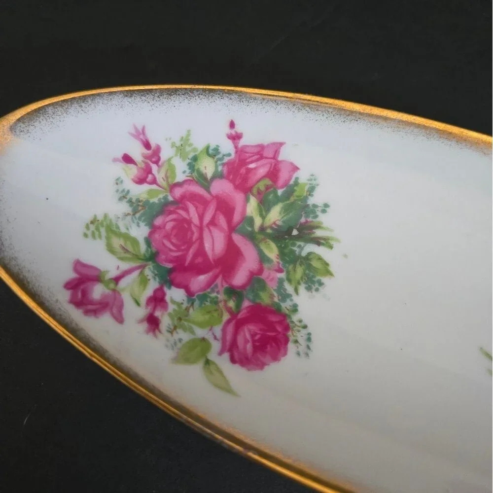 Vintage Floral Cottagecore Romantic Style Ceramic Tray By Tilso Japan